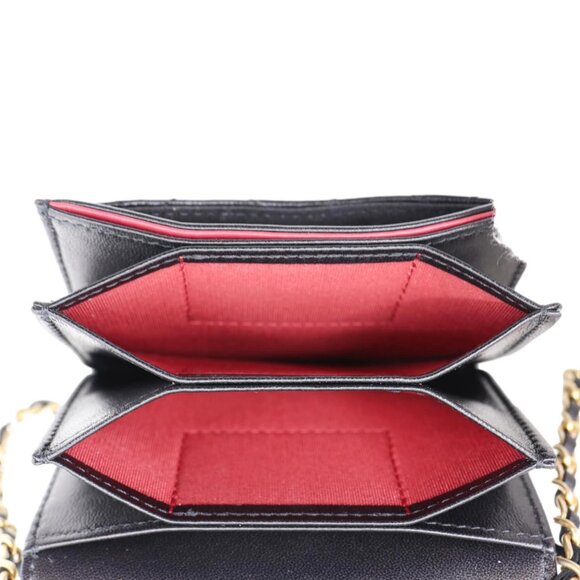 Chanel  Romance Quilted Lambskin Leather Clutch With Chain Black - Picture 12 of 13